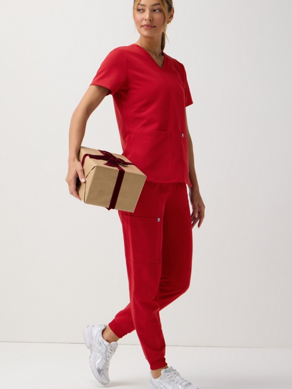 Fabletics Red/Holly Berry Scrubs